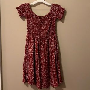 Red Floral Off the Shoulder Sun Dress